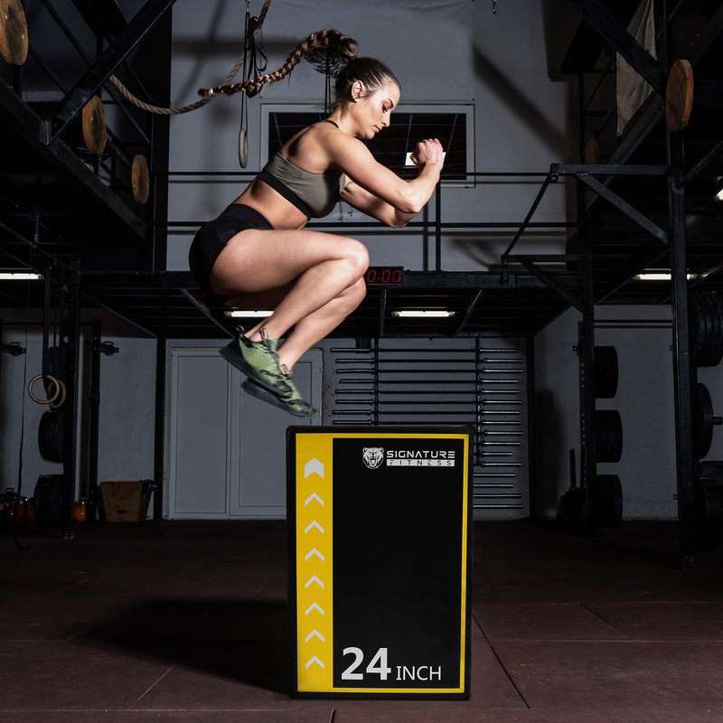 Fitvids Plyo Box, 3-in-1 Foam Plyometric Jump Box, 16”x20”x24” Box Jump for for Home Gym Training Fitness Workout Exercise