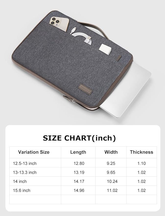 DOMISO 14 inch Laptop Case Sleeve Protective Cover Compatible with 15 inch MacBook Air M4 M3 M2,MacBook Pro,14-15 inch HP Dell ASUS Lenovo Chromebook,Waterproof Computer Cases Bag,Dark Grey