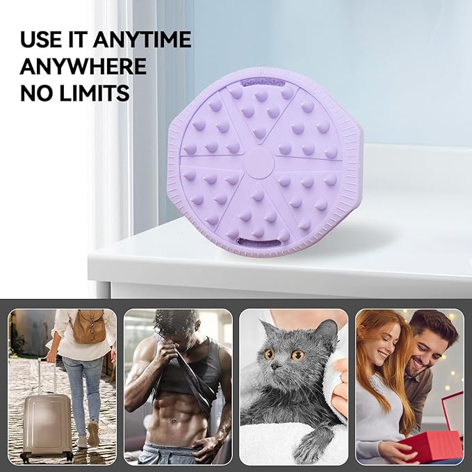 Dual-Sided Silicone Body Scrubber, Silicone Loofah for Shower Exfoliating Body Brush Scrubber for Men and Women for All Skin, Scalp Massager Lather Wellï¼ÂEasy to Clean (Purple)