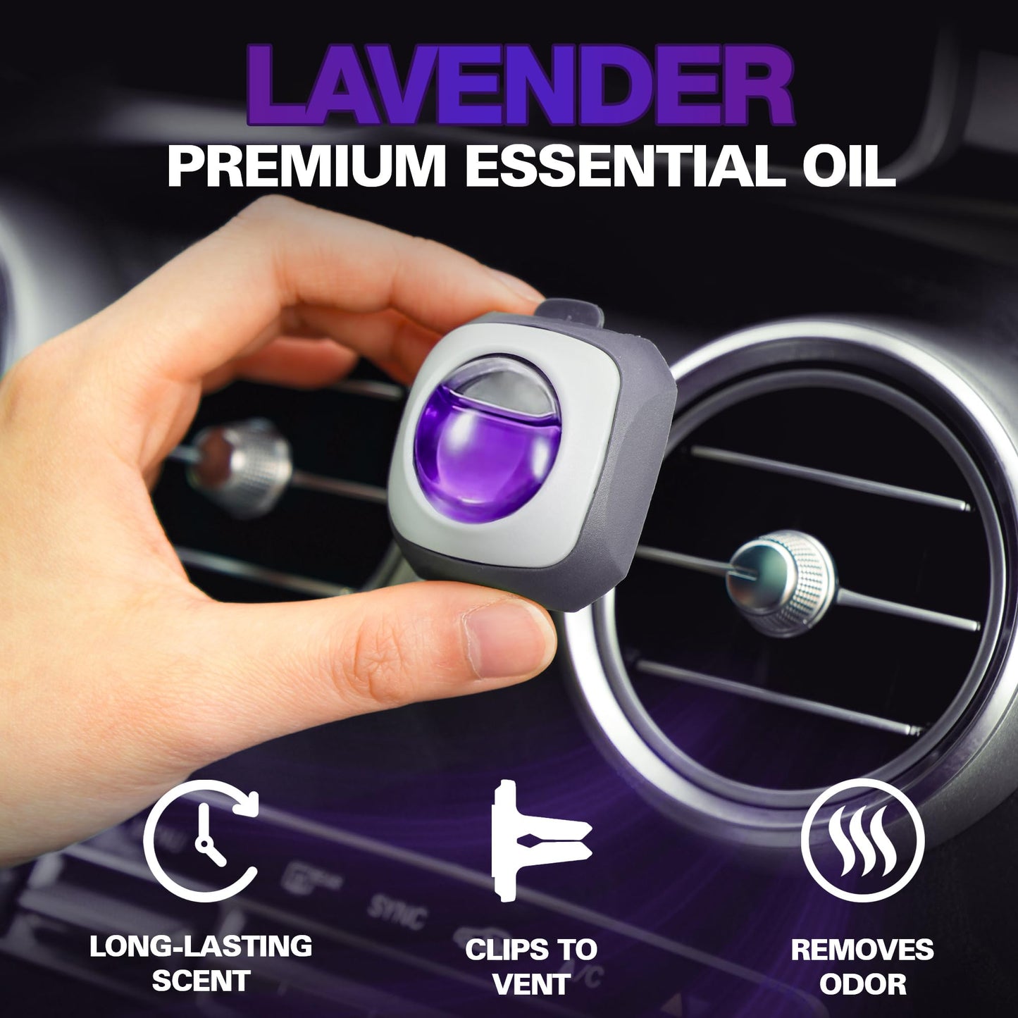 Air Jungles Lavender Scent Car Air Freshener Vent Clip, 6 Count Long Lasting Up to 180 days, Natural Essential Oil Car Fragrance for Women and Men, Odor Eliminator - 4ml Each