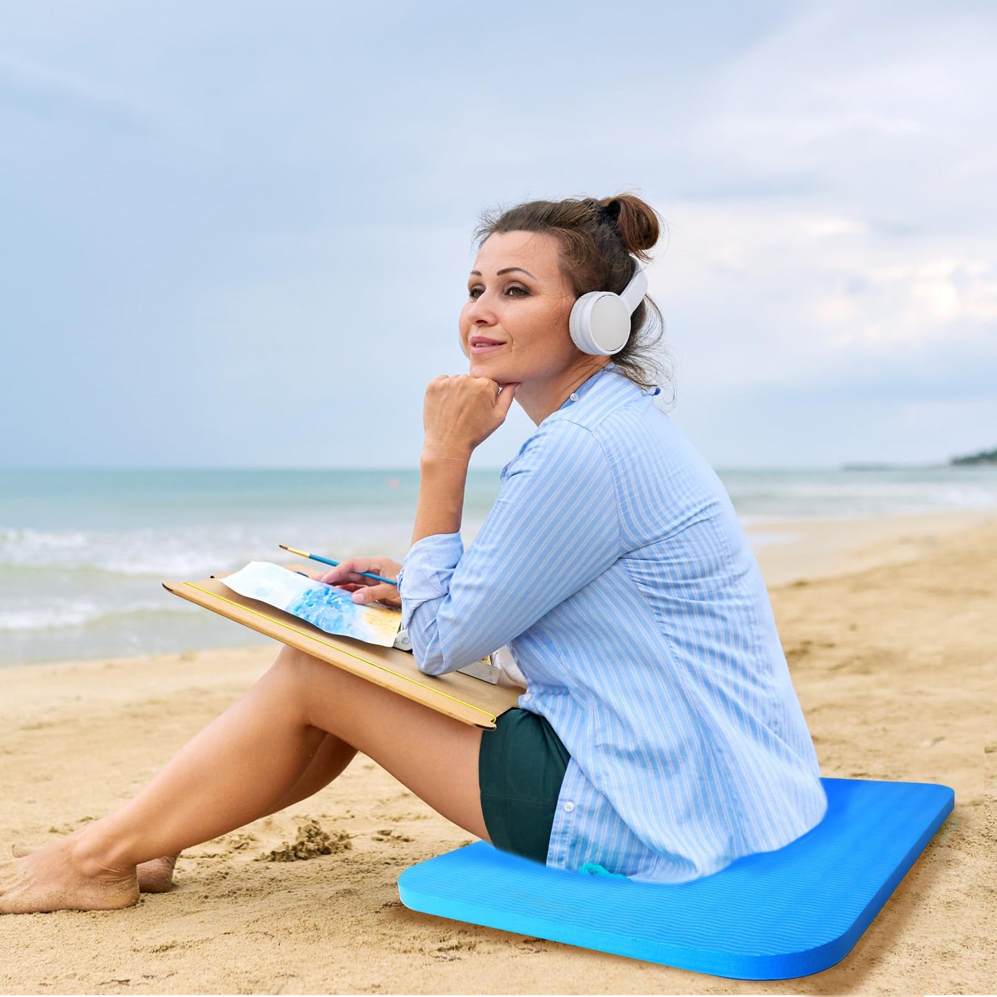 Verdanzia 4PCS Pool Seats for Edge of Pool, 17x13 Inch Eva Foam Pool Cushions for Side of Pool, Anti Slip Poolside Seating Mat, Multifunction Poolside Accessories for Summer Outdoor Beach (4, Blue)