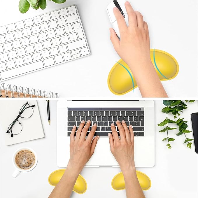 Dapesuom Mouse Wrist Rest, Ergonomic Memory Foam Mouse Wrist for Computer Desk Mats Support, PU Leather Hand Rest Pad Cushion for Gaming, Laptop, Men, Women, Pain Relief & Easy Typing, Apricot Yellow