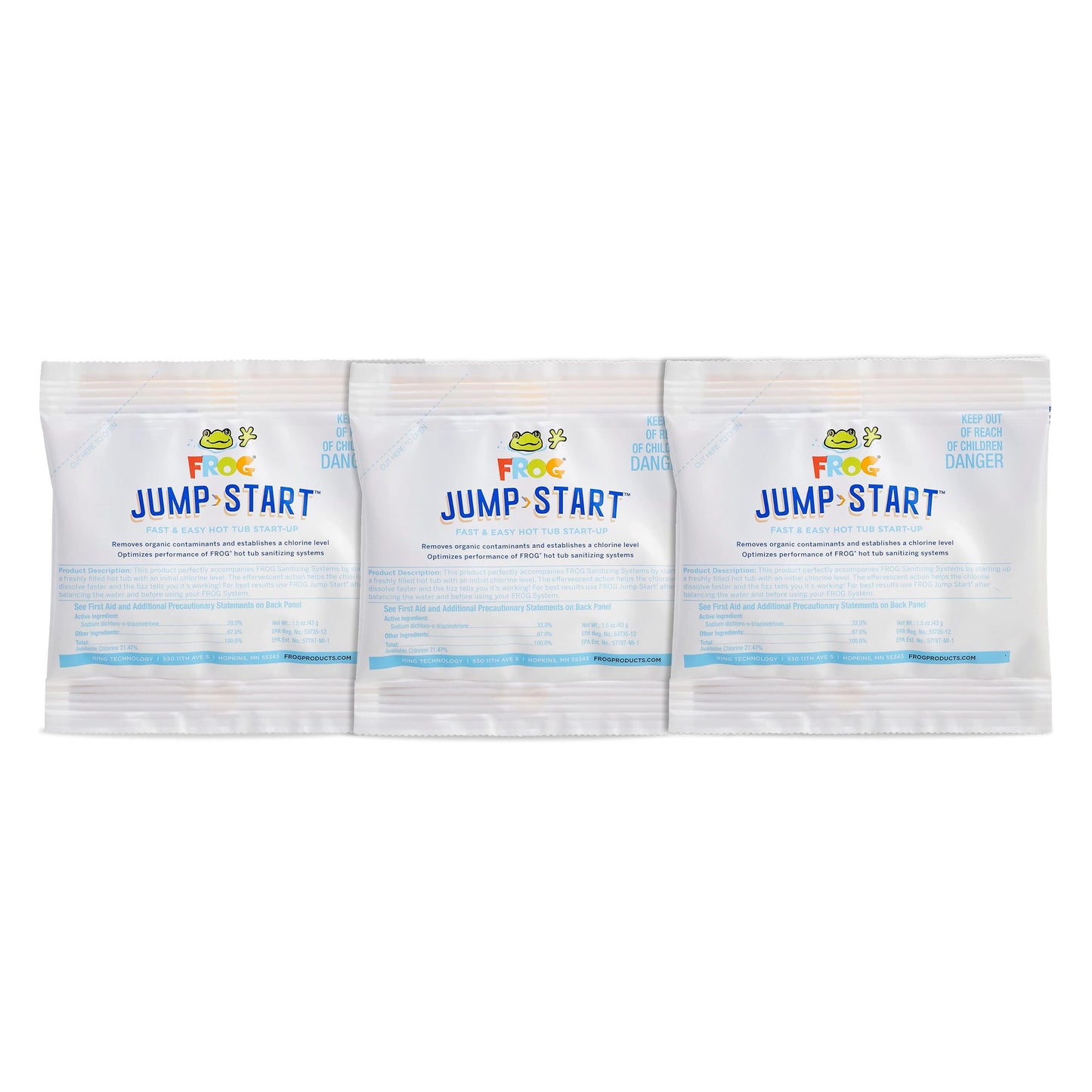 FROG Jump Start for Hot Tubs - Start-Up Chlorine Shock Removes Organic Contaminants & Establishes Chlorine Level - Hot Tub Set Up & Treatment - 3 Pack