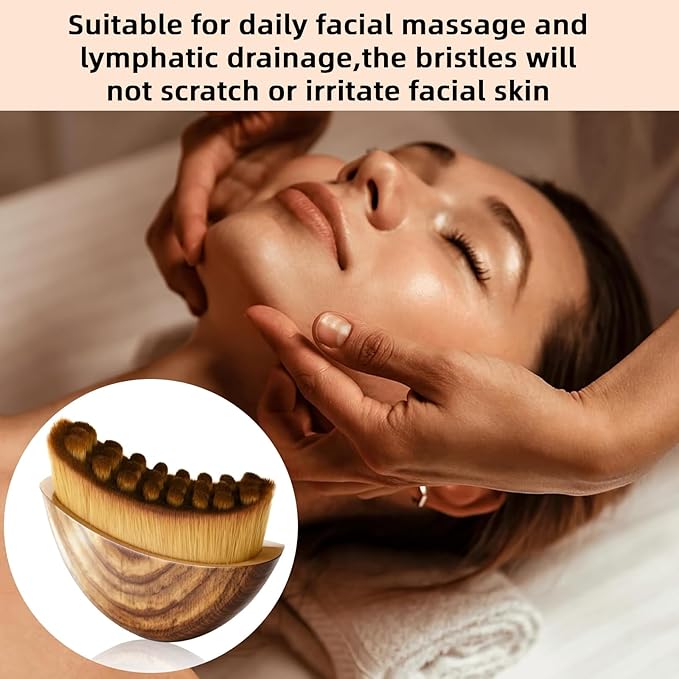 Lymphatic Contour Face Brush – Facial Lymphatic Drainage Massager with Ultra-Soft Bristles, Ergonomic Design for Precise Skin Contact, Reduces Puffiness & Relieves Facial Tension