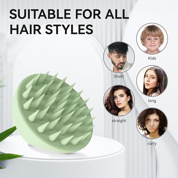 38 Finger Enlarged Scalp Massager, Silicone Scalp Brush Shampoo Brush for Hair Care, Scalp Scrubber, Hair Brush Wet Dry, Scalp Exfoliator for Men Women Pets (Light Green)