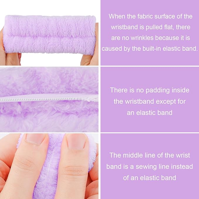 SuPoo Hairband, 6pcs Purple Spa Headband and Wristband Set, Soft Microfiber Material, Perfect Size, Strong Water Absorbent, Multi-Function Use for Skincare, Sports, Yoga, Makeup, Shower