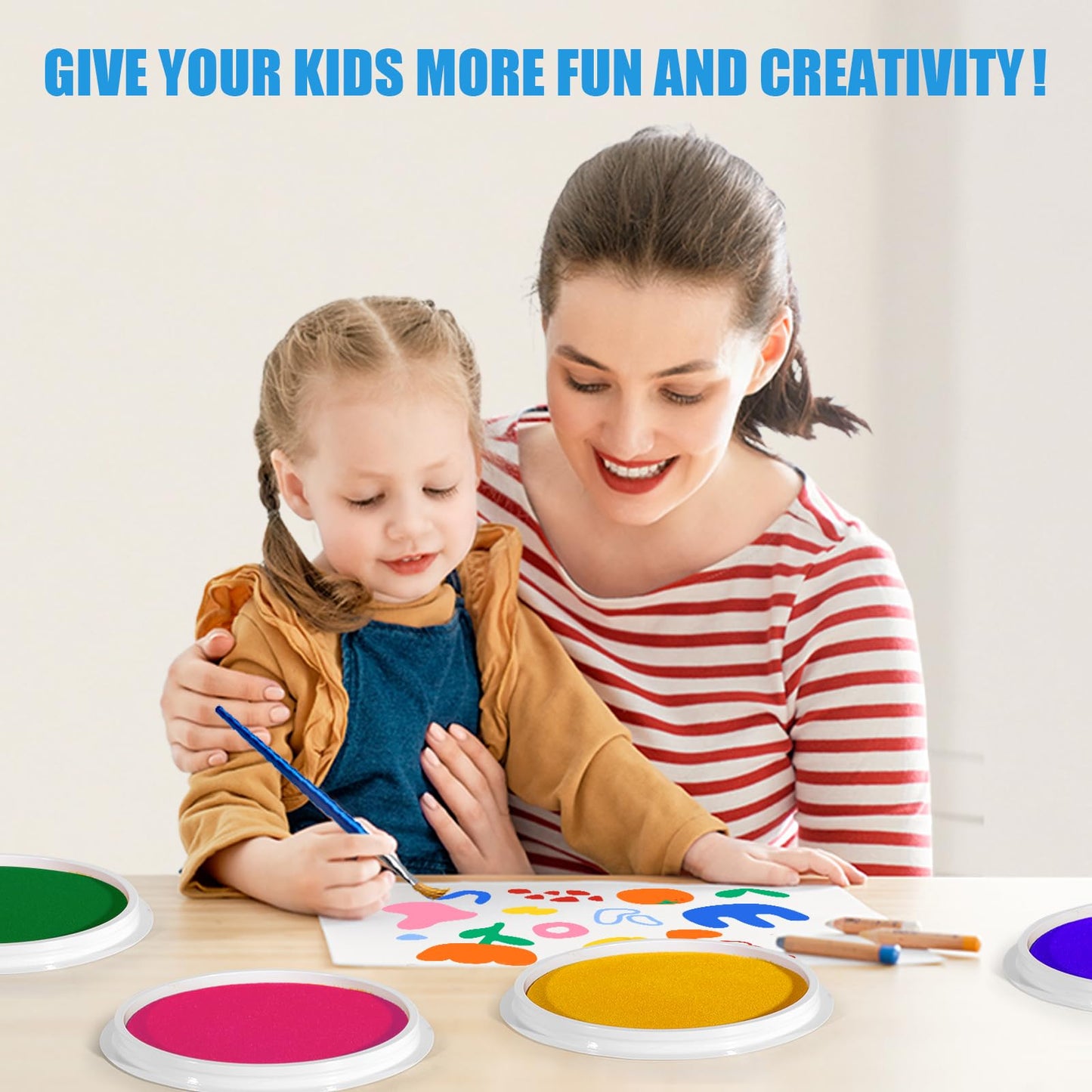 7 Inch Large Ink Pad for Kids Washable | Washable Stamp Pads for Classroom Stamps, Scrapbook Supplies Kit & Fabric Crafts (8 Colors)