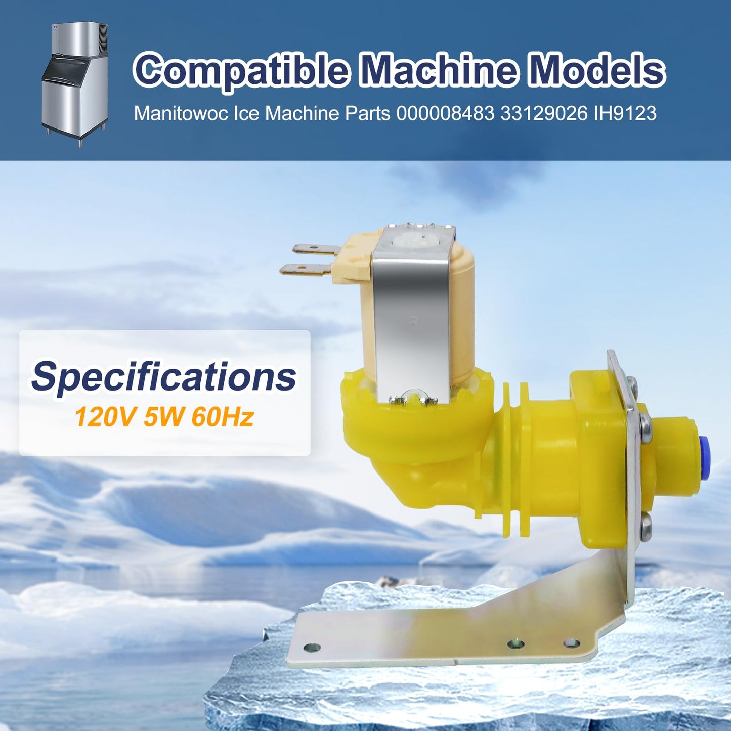 D.I.Accessa 000009120 000009123 Ice Machine Water Inlet Valve Assembly(OEM)for Manitowoc Ice Machine Parts 000008483 33129026 IH9123