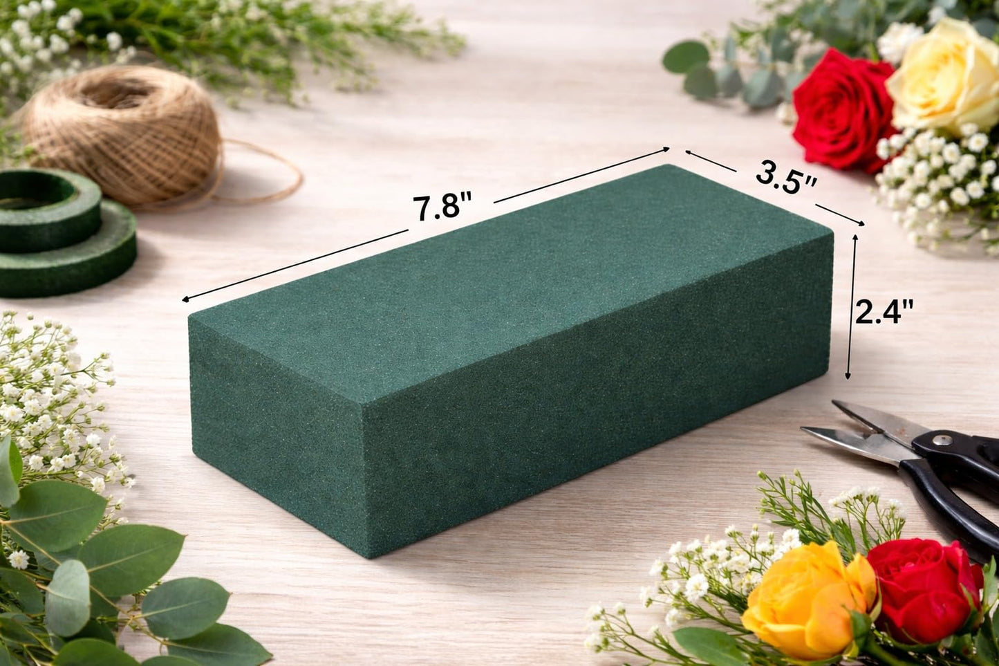 FLOFARE Pack of 6, Dry and Wet Floral Foam Blocks for Fresh and Artificial Flowers, Each (7.8” L x 3.5” W x 2.4” H), for Wedding, Birthdays, Home, Office, and Garden Decorations