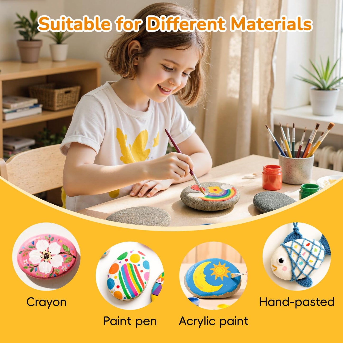 Simetufy 12Pcs 5-6 Inch Extra Large Rocks for Painting Flat Painting Rocks for Mandala, Smooth Stones for Art & Crafts, Kindness Stone, DIY Home Decoration
