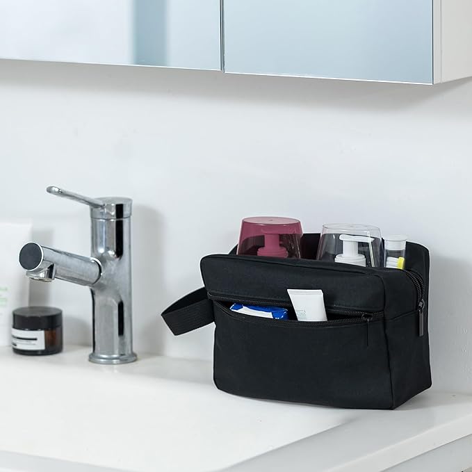 Elviros Travel Toiletry Bag for Women and Men,Lightweight Makeup Bag Hanging Dopp Kit with Shaving Compartment Cosmetic Organizer Large Tool Bag Travel Essentials,Gifts for Men(Large,Black)