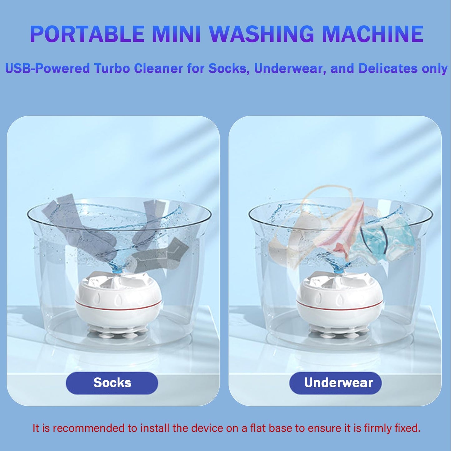 Mini portable USB Washing Machine | Sink Washing Machine Ultrasonic Turbo Washer for Clothes and Dishes. Perfect for Travel, Business, Camping, Home, College, RV, and Apartments