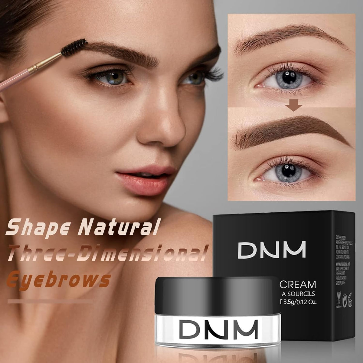 2Pcs Brow Pomade Set with Dual-ended Eyebrow Brush, High pigment Water proof Natural finish Eyebrow Makeup Set with Eyebrow Brush for Women and Girls(02#)