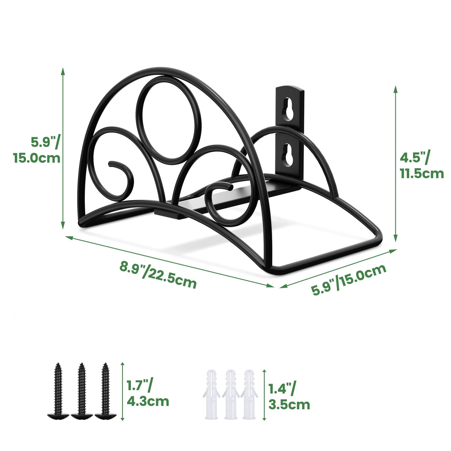 Metal Garden Hose Holder - Wall Mounted Water Hose Holder - Hose Hanger Heavy Duty for Water Hose Extension Cords Vacuum Hose