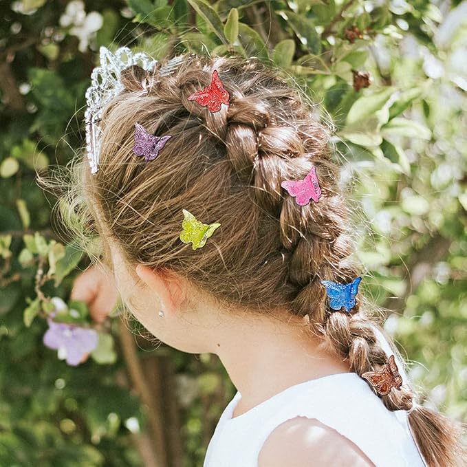 50 Packs Assorted Color Butterfly Hair Clips, Beautiful Mini Butterfly Hair Clips Hair Accessories for Women and Girls (Glitter Color)