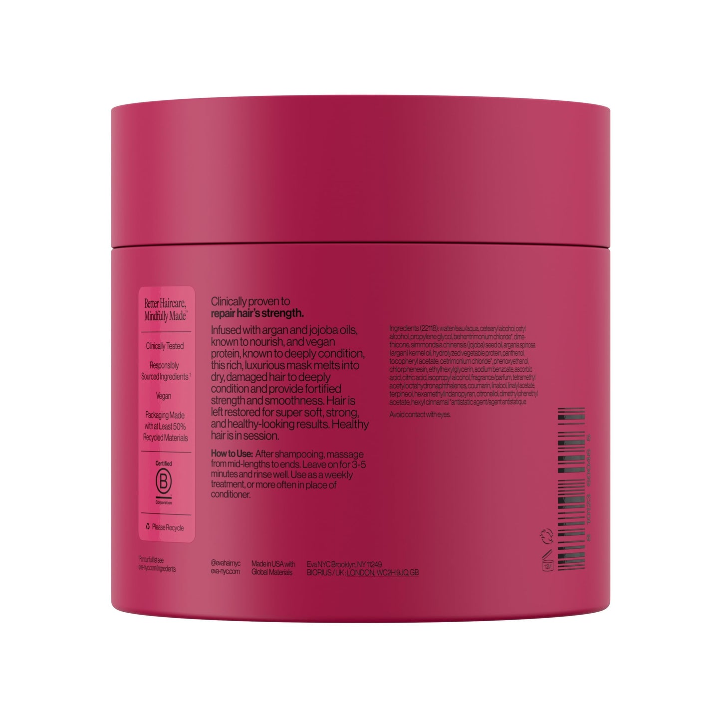 Eva NYC Therapy Session Deep Conditioning Hair Mask with Vegan Protein, Jojoba Oil + Argan Oil - Hydrate, Soften + Repair Hair Strength - Sulfate Free - Warm Vanilla Scent - 13.5 fl oz