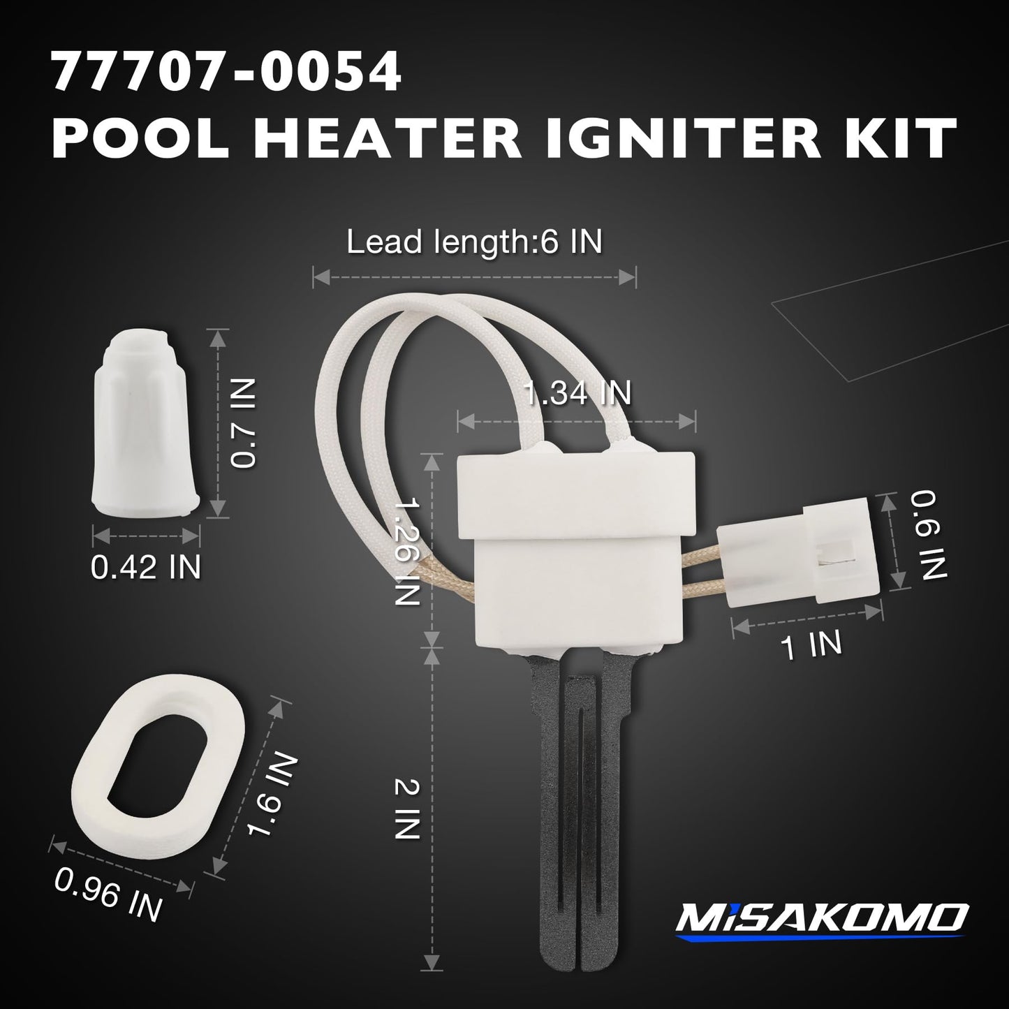 Misakomo Pool Heater Igniter Kit with Gasket Compatible with Pentair MasterTemp 200/250/300/400 & Max-E-Therm for Pool and Spa Heater Igniter Kit, Replace# 77707-0054
