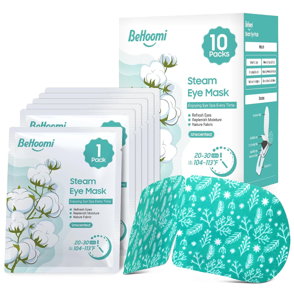 Steam Eye Mask, 10 Packs Heated Eye Mask, Self Heating Disposable SPA Warm Compress for Eyes Sleep Mask, Soothing Moist Heat Eye Masks, Travel Essentials & Relaxation Gifts (Unscented)