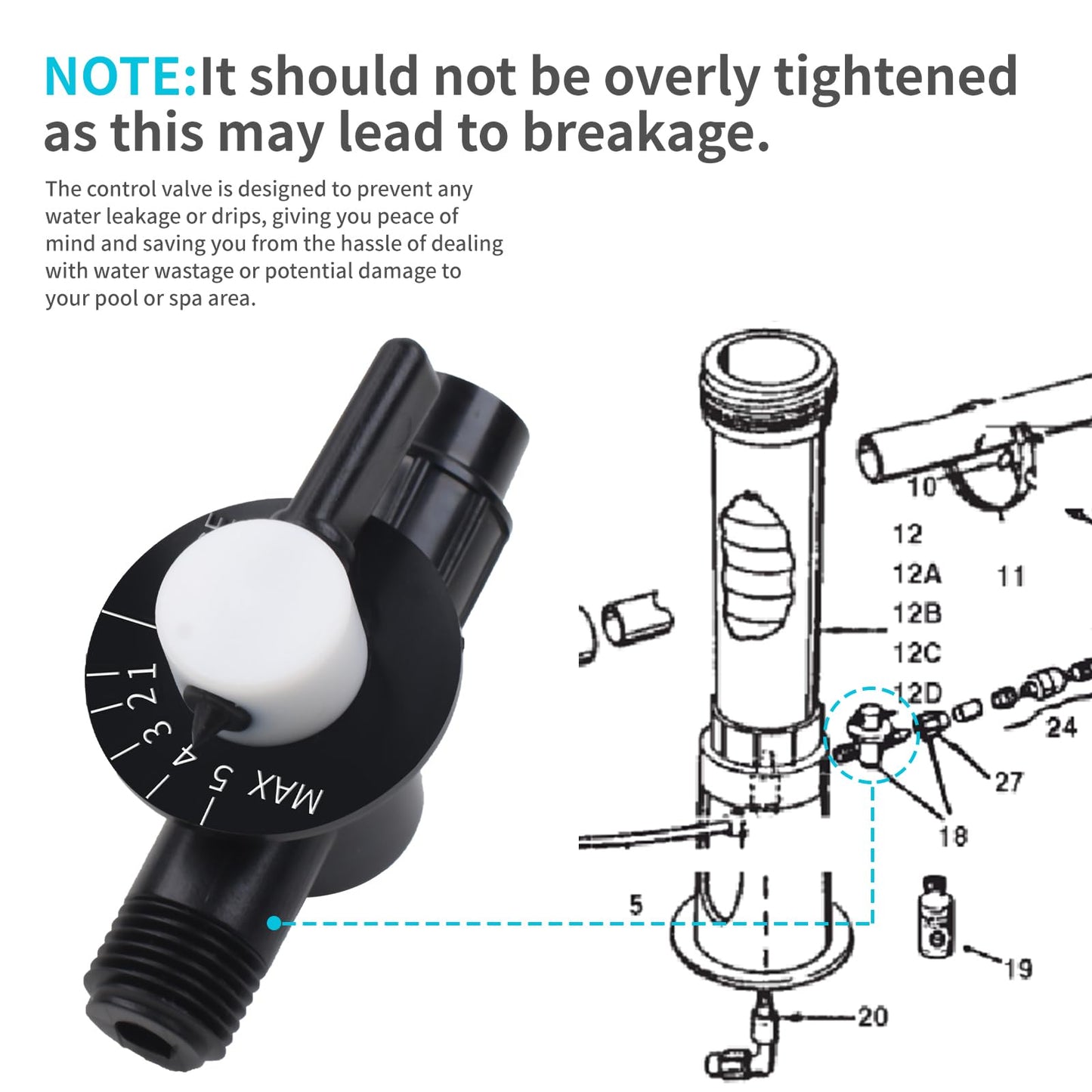 New Upgraded R172060 1/4-Inch NPT Control Valve, Compatible with Model 300, 302, 300-19 and 300-29 Automatic Chlorine/Bromine Pool and Spa Feeder