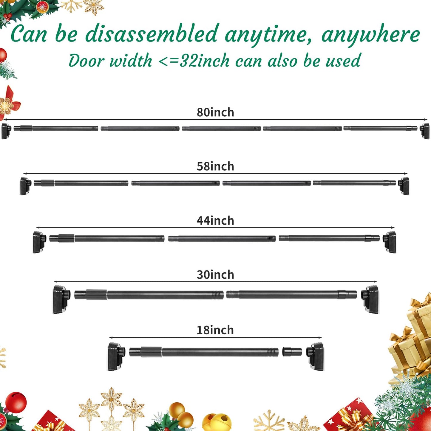 Garland Hanger for Front Door Frame, Adjustable Fits 18"-80" Doors(Large),Heavy-Duty Christmas Halloween Decoration Holder for Wreaths, Lights & More | No Screws, Drilling, Glue-Damage-Free