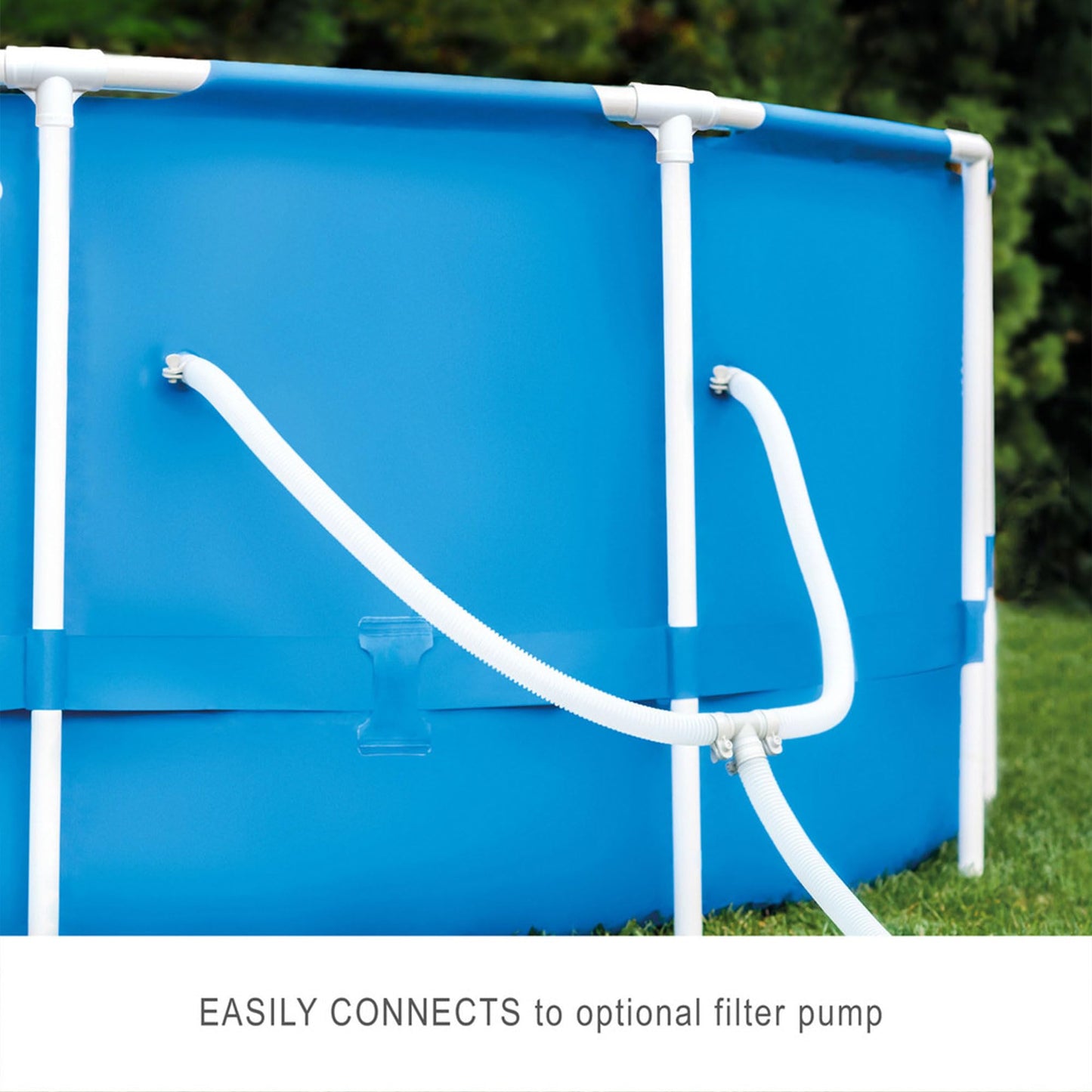 Intex Metal Frame 12 ft x 30 in Round Above Ground Outdoor Backyard Swimming Family Pool for Kids and Adults Ages 6 and Up, Blue