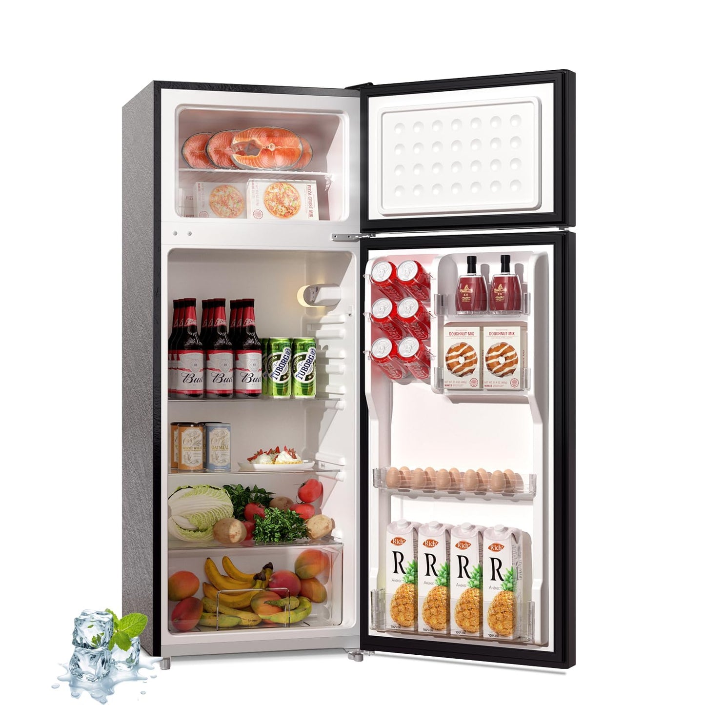 BANGSON 7.7 Cu.Ft Refrigerator with Freezer, Apartment Size Fridge with Top Freezer, for Apartment, Office, Kitchen and Garage, Stainless Steel, Silver