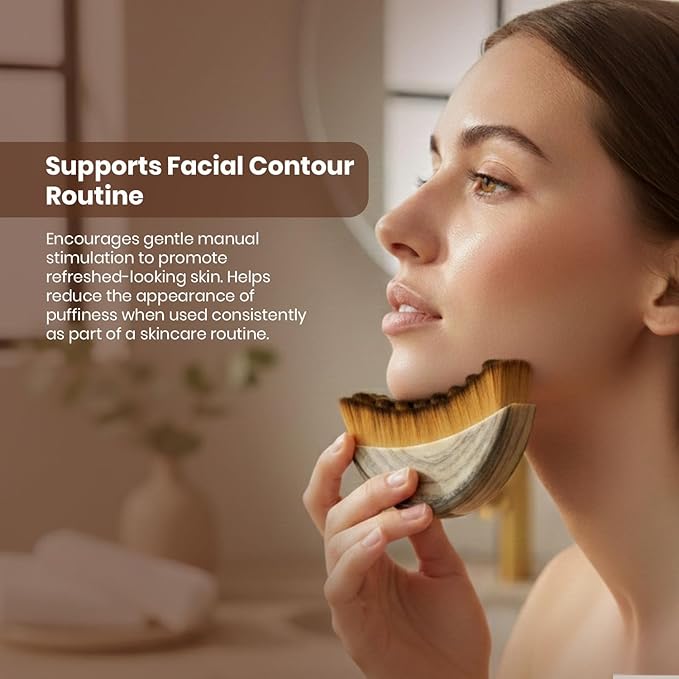 Lymphatic Contour Face Brush, Manual Lymphatic Drainage Massager with Soft Durable Bristles, Ergonomic Sculpting Facial Cleansing Brush with Protective Case for Face & Neck