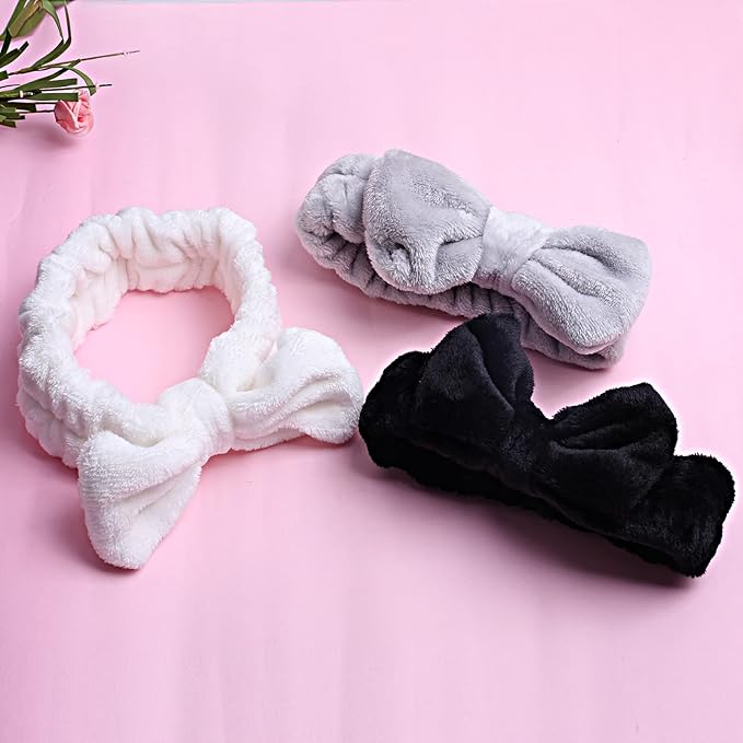 WSYUB Spa Headband, Makeup, Fluffy Makeup Headbands, Slumber Party Supplies, Facial Headbands Headband for Washing Face, Bow Hair Band
