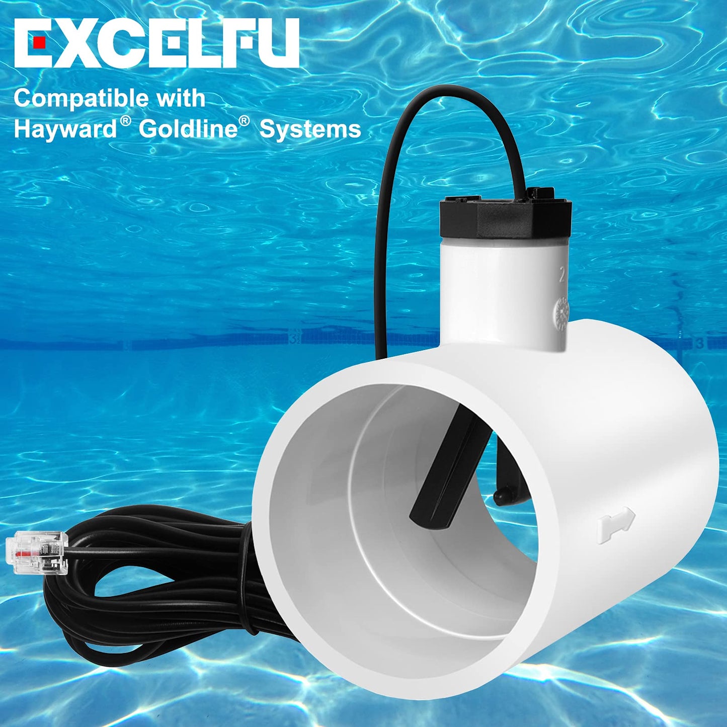 Flow Switch for Hayward,Replacement for GLX-FLO-RP,Flow Switch for Hayward Goldline Aquarite Salt System,Pool Flows Sensor for Hayward Salt Cell and Chlorine Generators,Assembly Kit w/Tee &15ft Cable