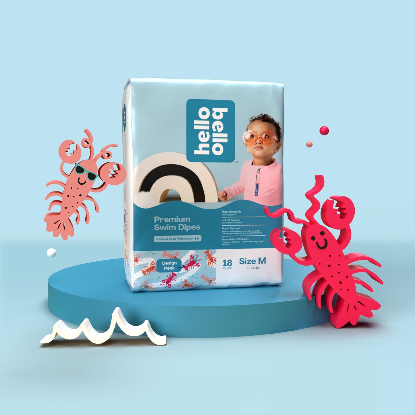 Hello Bello Premium Swim Diapers I Affordable and Eco-Friendly Disposable Swim Dipes for Babies and Kids I Size Medium,(Pack of 36)