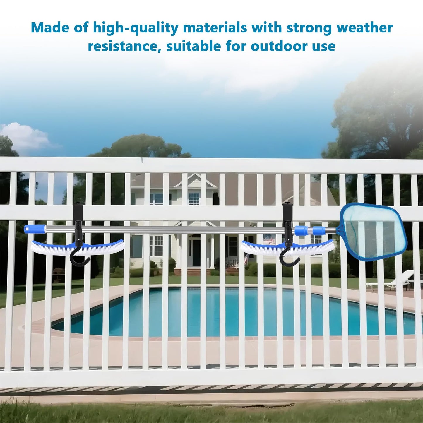 Lettry 2 Pcs Pool Fence Hooks, Pool Tool Organizer, for Hanging Pool Cleaning Accessories, Pool Pole, Brush, Leaf Skimmer Net, Vacuum Head