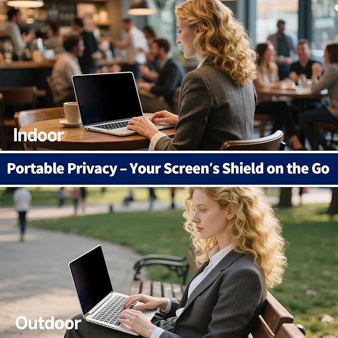 Magnetic Laptop Privacy Screen 14 Inch 16:10, Removable Matte Anti Glare Blue Light Filter - Computer Privacy Shield Not for 14" 16:9 Laptop