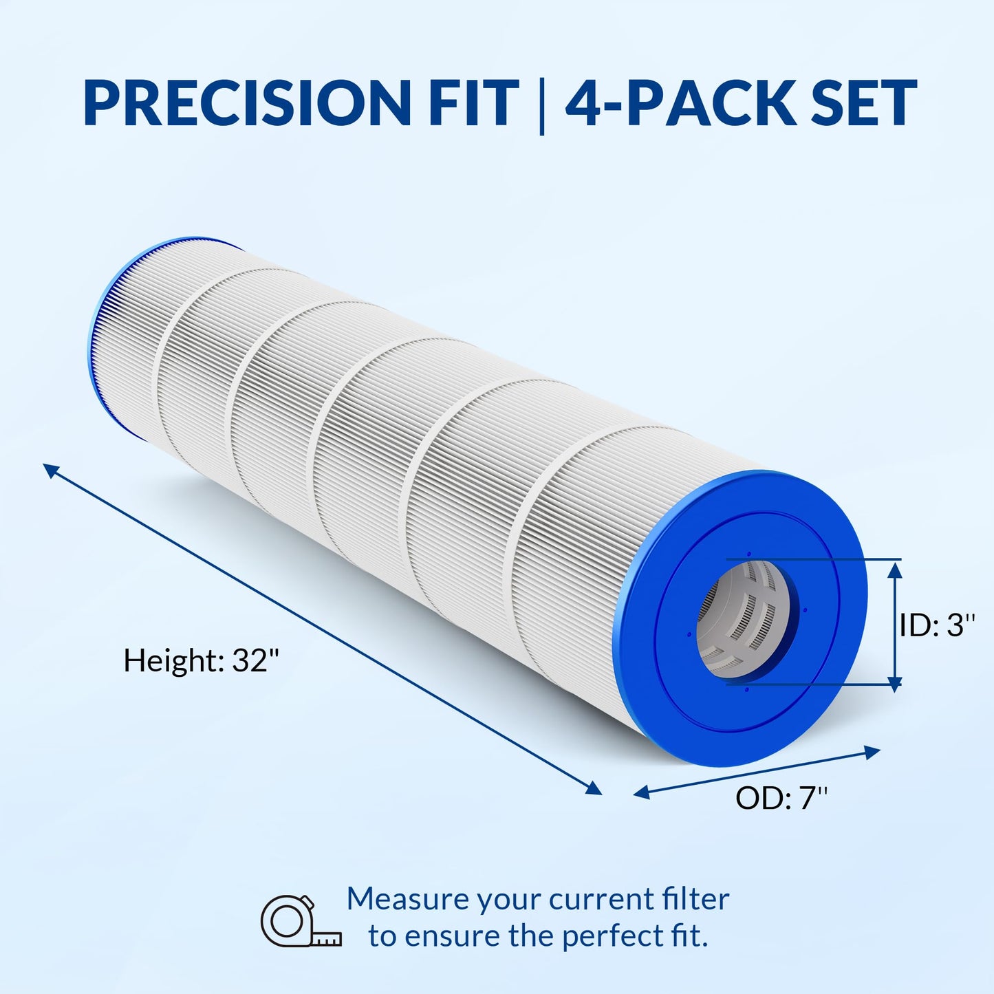 Swimara CCP520 PCC130 178585 R173578 817-0131, 5 oz+ Trilobal Fabric Pool Filter Cartridges, Compatible with Pentair Clean & Clear Plus 520 (#160332) & Waterway 525, 4-Pack, Ultra Series