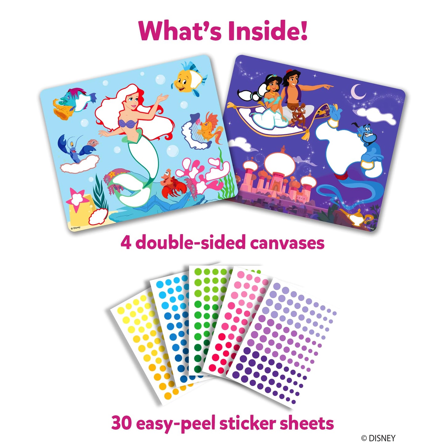 Skillmatics Dot It Sticker Art - Disney Princess, Mess-Free Fun for Kids, Stocking Stuffers, 500+ Stickers, Craft Kits, DIY Scrapbooking Activity, Travel Toys, Christmas Gifts for Ages 3, 4, 5, 6, 7