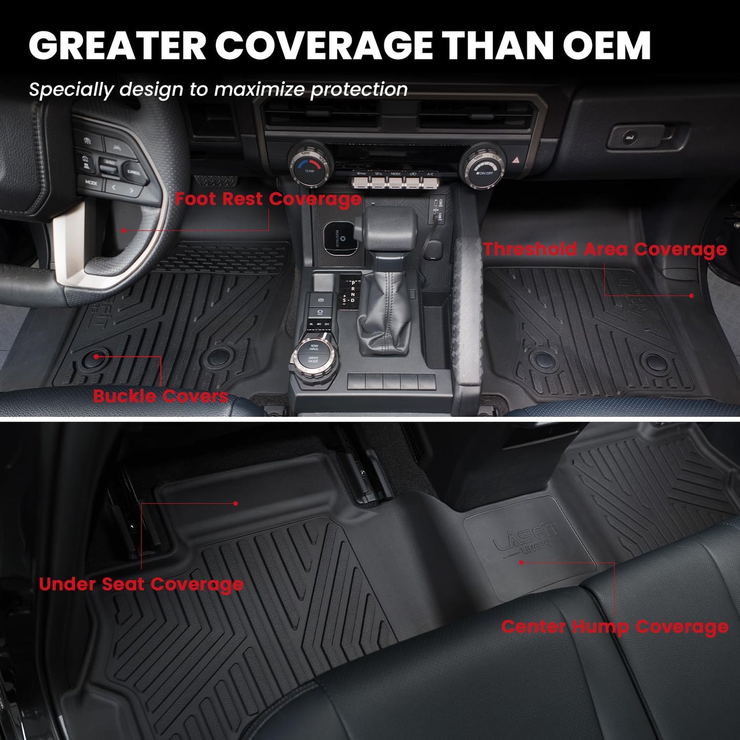 LASFIT Floor Mats for Toyota 4Runner 2025 2026 5 Seats(Not fit Hybrid) wtih Trunk mat&backrest mat, All Weather TPE Custom Fit Floor Liner for 4 Runner SR5/TRD/Limited 6th gen Front&Rear Car Mats