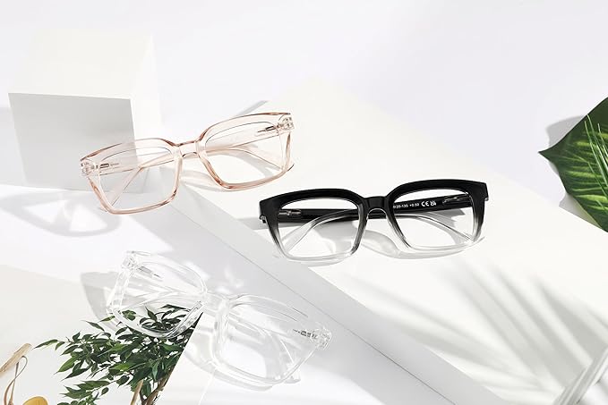 XVXV Reading Glasses for Women Men - Blue Light Blocking Readers Oversize Square Anti Glare with Spring Hinge