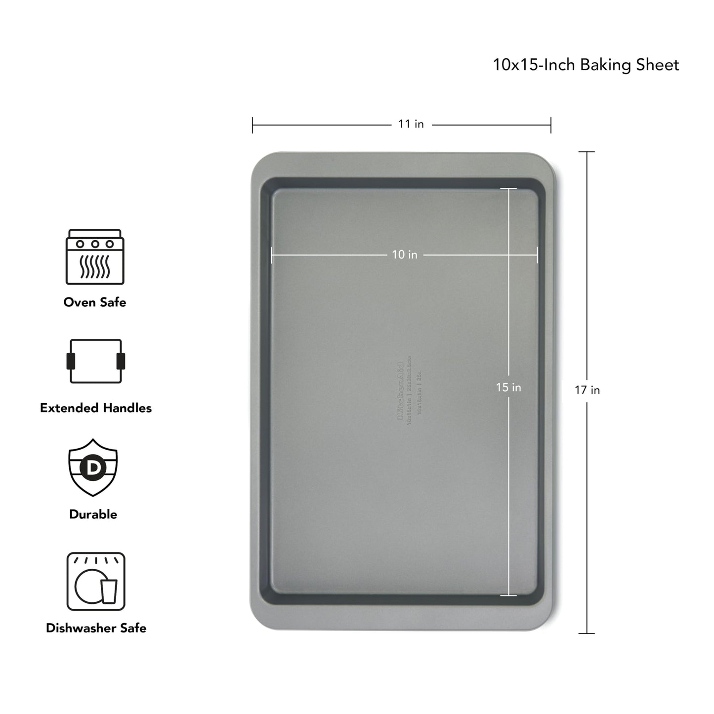 KitchenAid Premium Aluminized Steel Baking Sheet, Nonstick, 10x15 Inch, Contour Silver (Pack of 6)