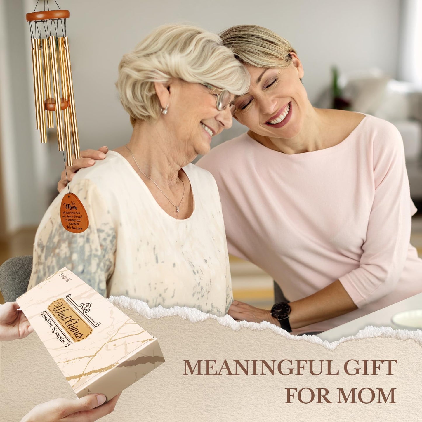 Leebbsin Gifts for Mom, Moms Wind Chimes, Mother's Day Best Gift for Mom, Mother Birthday Gift from Daughter Son, Love Reminder Gifts for Birthday Thanksgiving Christmas