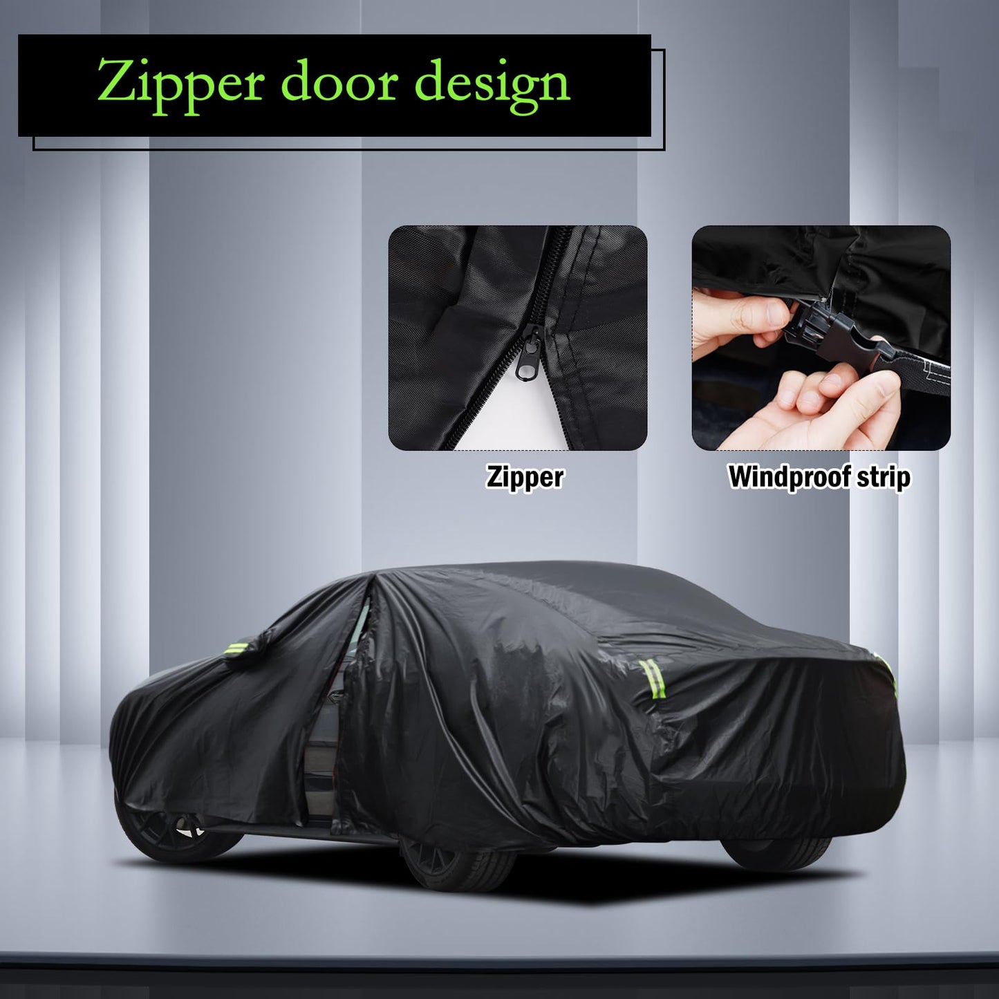 Car Cover Custom Fit for Ford Mustang 1994-2026, for Chevy Camaro 2010-2026, Waterproof All Weather Full Exterior Cover Rain Hail Sun Protector Car Cover with Door Zipper