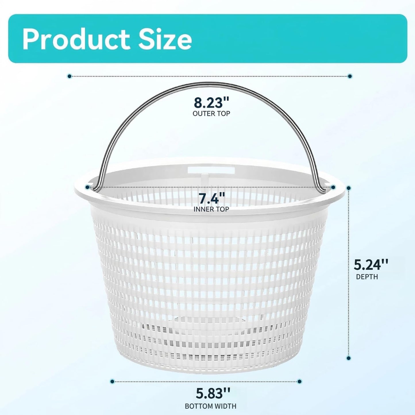 Monitok Pool Skimmer Basket for Inground Pools, Heavy-Duty with 316 Stainless Steel Handle & Built-in Weight, Compatible with Hayward SP1070/SP1070E Pool Basket and Pentair U-3 Skimmer Basket