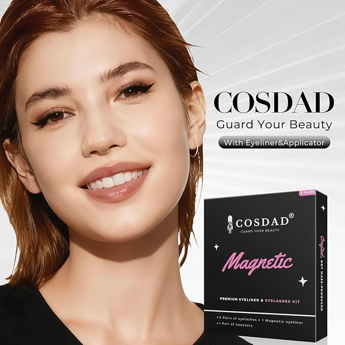 Magnetic Eyelashes Kit with Eyeliner, 5 Pairs, Upgraded 10-Magnet Magnetic Lashes, Waterproof & Sweat-Proof, 24H Hold, Natural Volume False Lashes, Reusable with Applicator