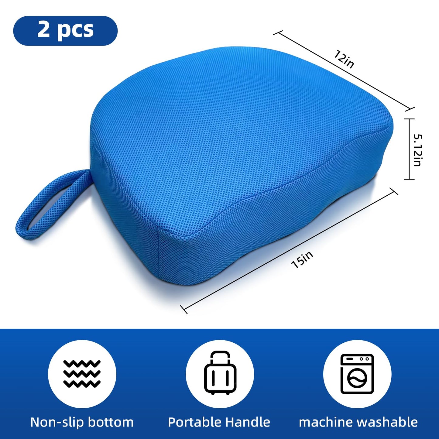 Hot Tub Booster Seat for Adults, Quick-Drying Portable Cushion with Weighted Module for Quick Sinking, Suitable for Hot Tub Booster Seat, Inflatable Hot Tub, Pool (2 Pack Blue)