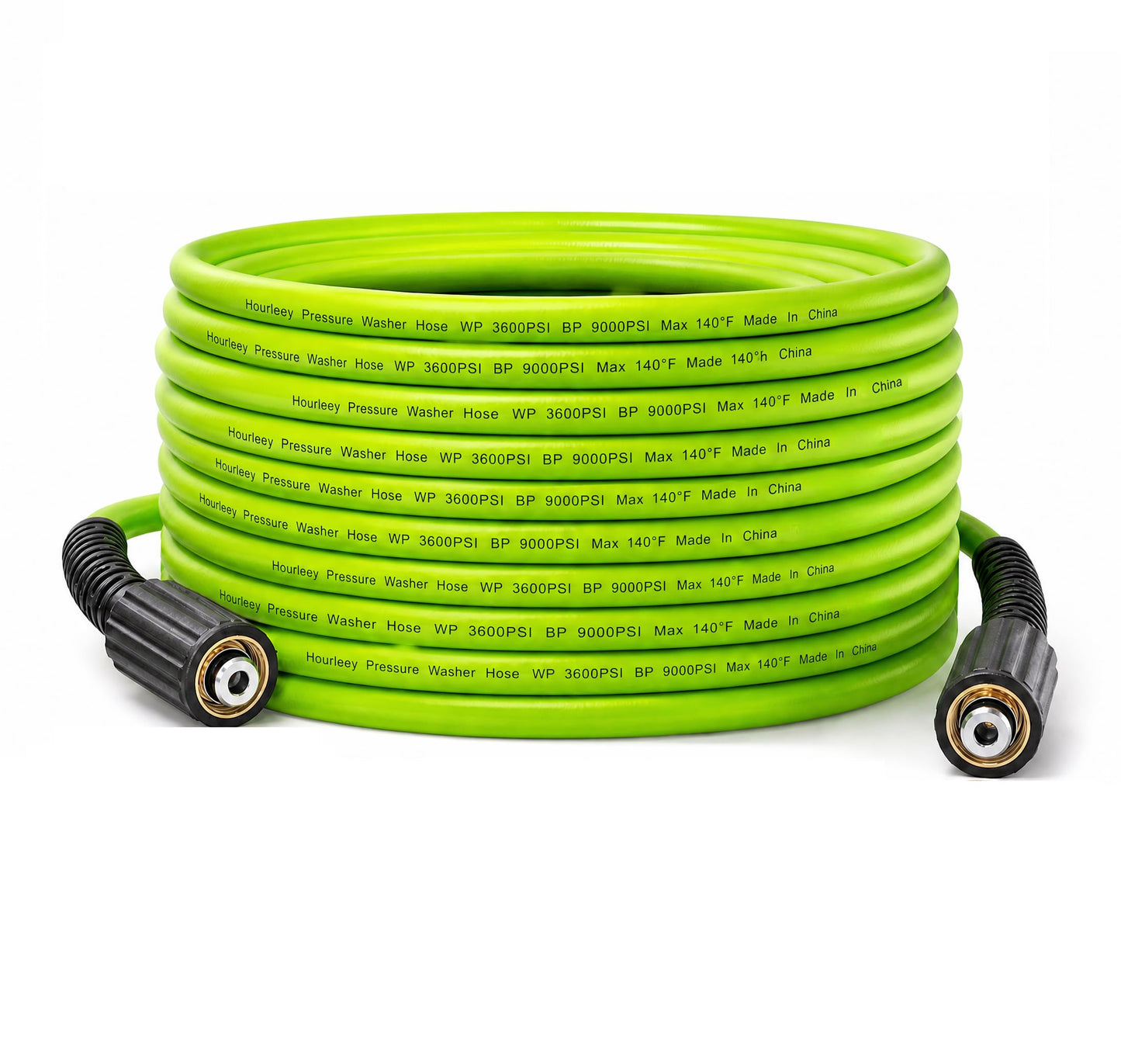 Hourleey Pressure Washer Hose 30 FT, 3600 PSI Flexible Kink Resistant Power Washer Hose Replacement, Pressure Hose Extension with 1/4" Quick Connect, Green
