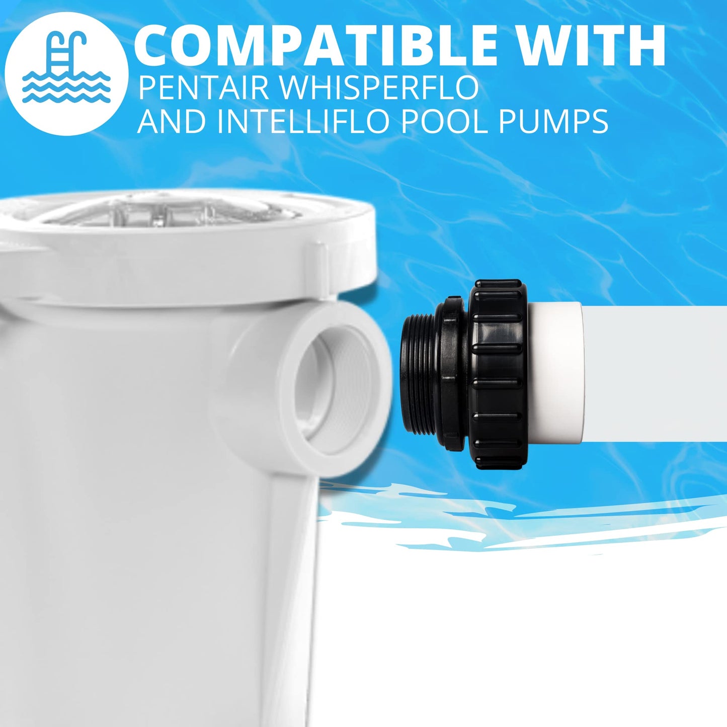 TonGass (4-Pack) 2" MIP x 2" PVC Hi-Temp Unions Compatible with Pentair Whisperflo & Intelliflo Pool Pumps Hand-Tightened Pool Pump High Temp Unions Replacement for Schedule 40 Male Adapters