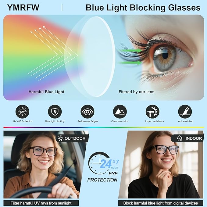 Retro Blue Light Blocking Glasses for Women Men Classic Style Computer TV Eyeglasses Anti Eyestrain