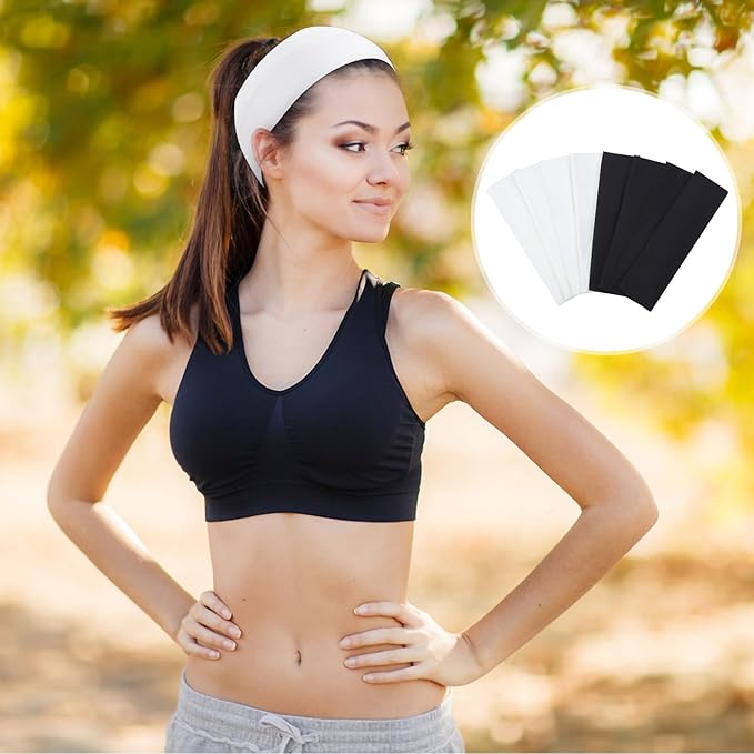 Fishinsea 8 Pack Sport Headbands for Women, Elastic Soft Fabric Non-Slip Hair Bands Hair Warp for Daily Workout Yoga Running Sports, Combo 9