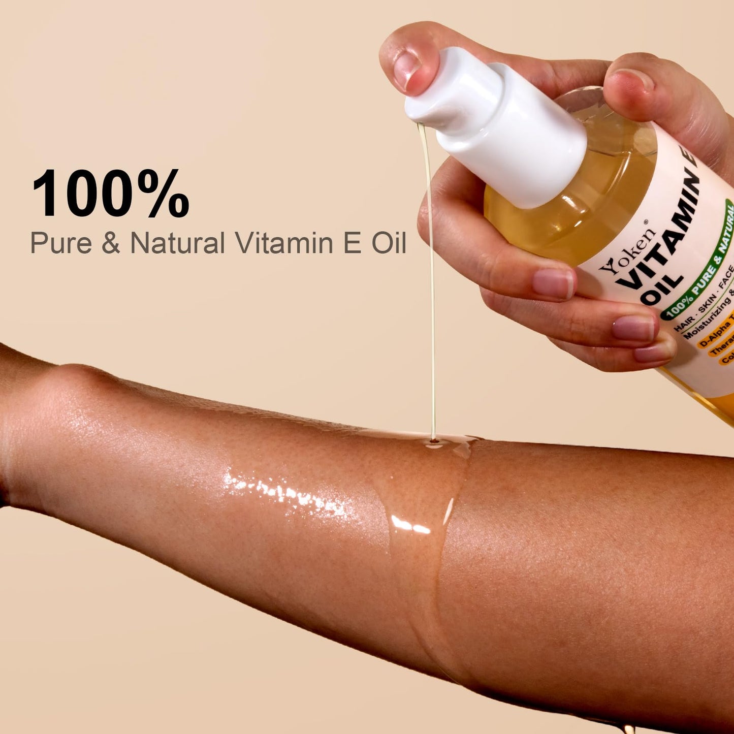 Yoken Vitamin E Oil 8 Oz Vitamin E oil for Skin Vitamine oils for Face Perfect Bath and Body Oil Cold Pressed Hexane Free Non-GMO Gluten Free Formula