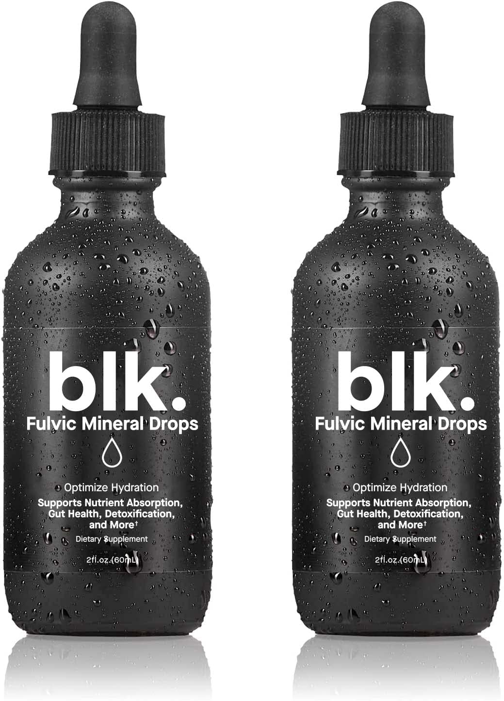 blk. PH 8+ Natural Mineral Alkaline Water Drops Electrolyte Infused with Fulvic and Amino Acids, Zero Sugar, 2oz., 2-Pack