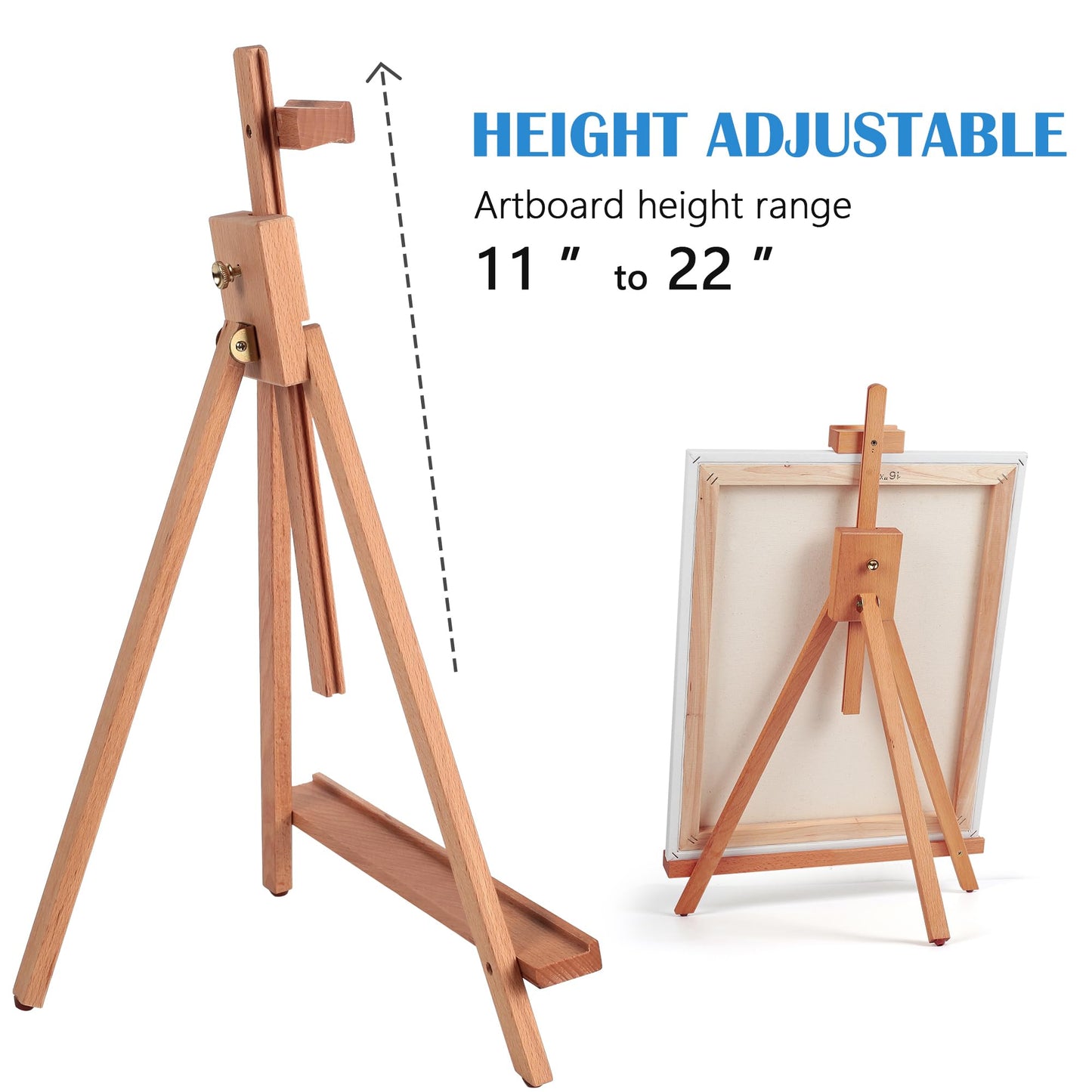 Falling in Art Beechwood 25" Tabletop Easel Display Stand for Painting - Holding Canvas Up to 22 1/2 Inches High, A-Frame Artist Tripod with Rubber Feet, Portable Photo and Sign Holder