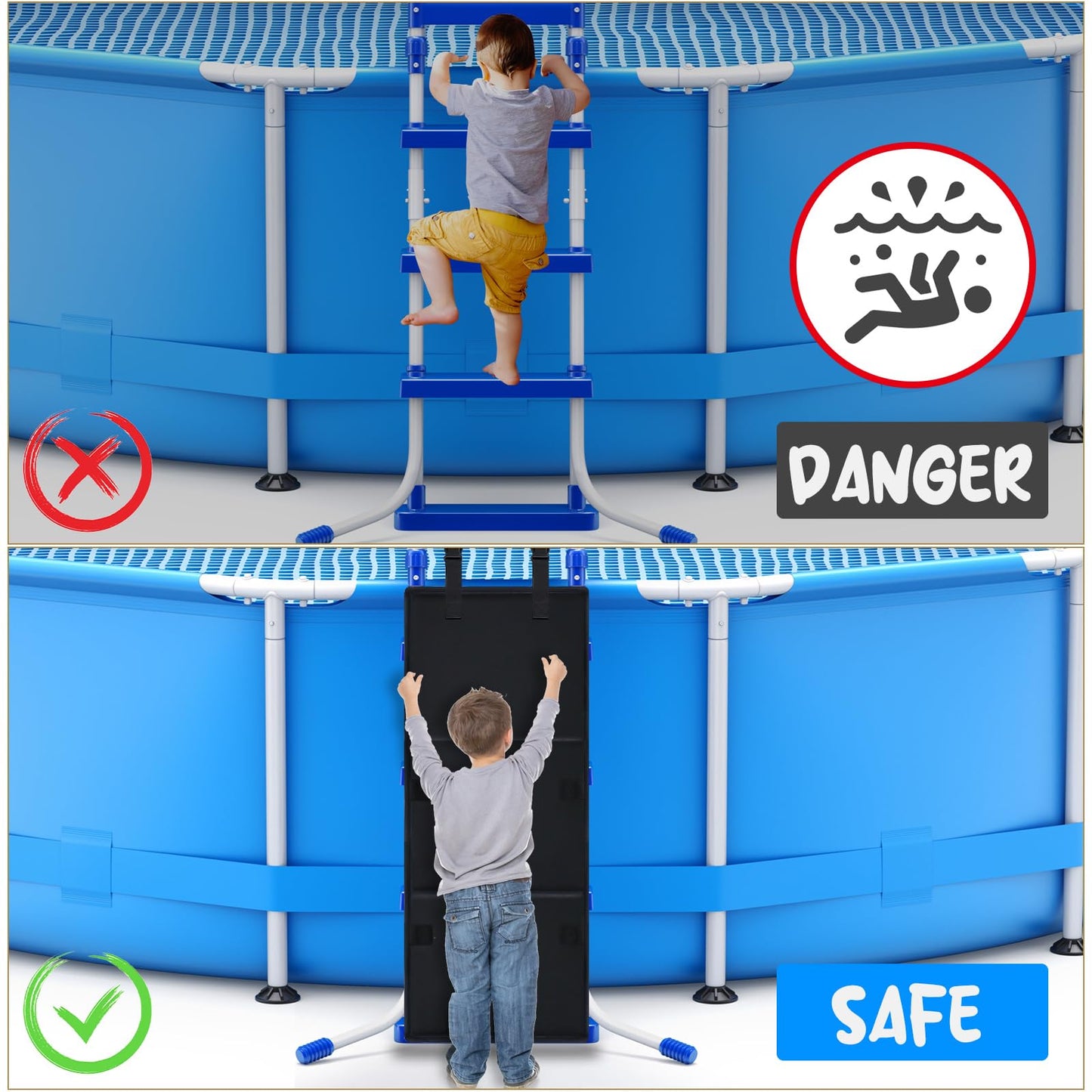 Pool Ladder Protector Cover 15x31.5in,Pool Ladder Guard for Above Ground Pool to Prevent Kids from Climbing,Falling,Bunk Bed Ladder Guard Protector